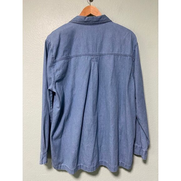 Vintage Passion Women's Leaves Denim Button Down Shirt Size 1x‎ - Picture 4 of 7